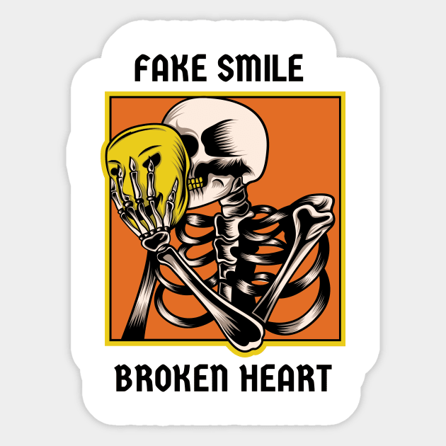 Fake Smile Broken Heart Sticker by Creativity Haven